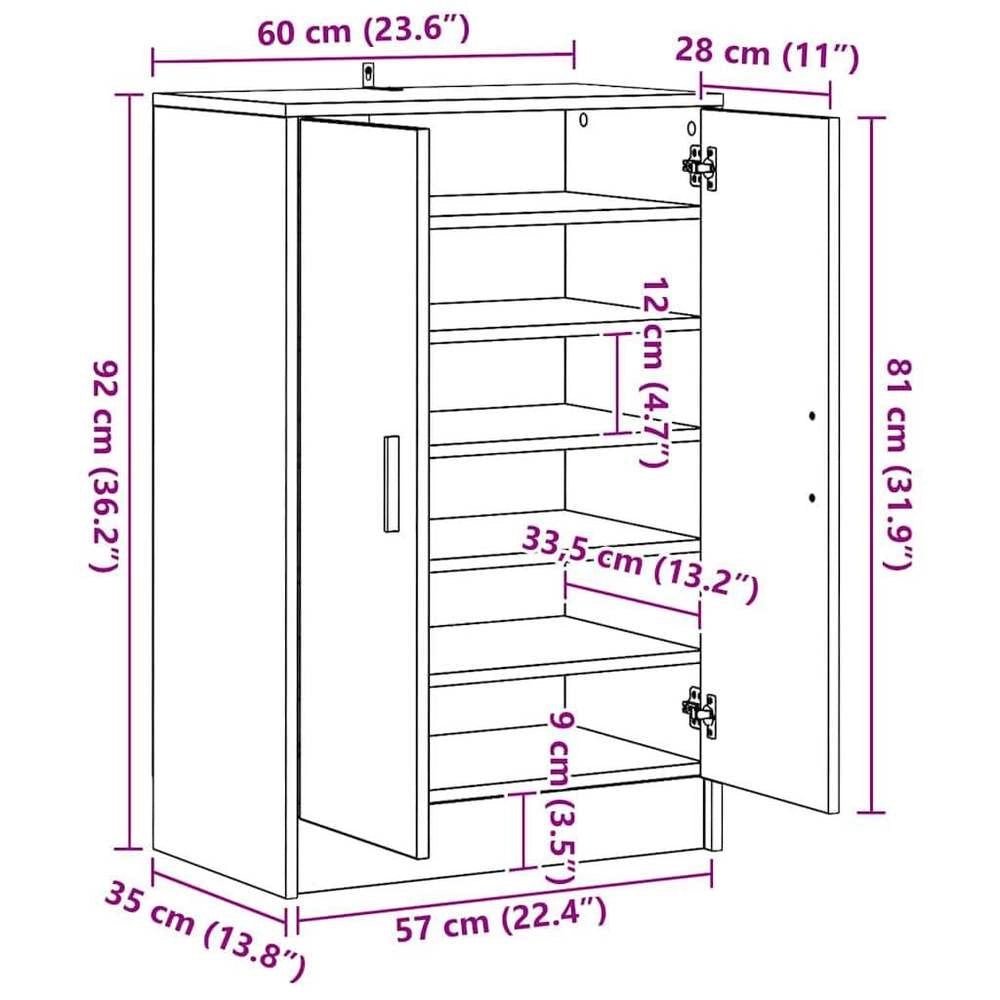 Shoe Cabinet White 60x35x92 Cm Wood-based Material