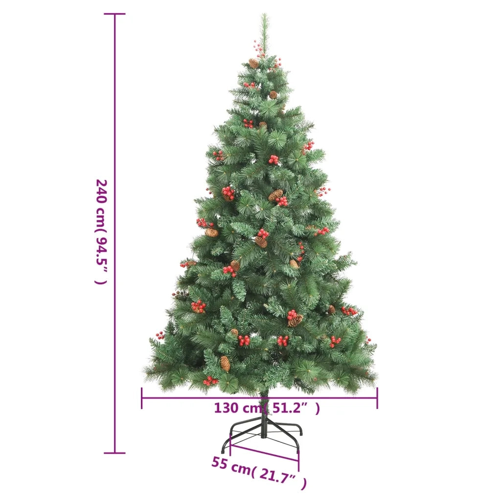 Albero Natale Artificiale Incernierato con Pigne e Bacche 240cm 357709