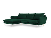 Cosmopolitan Design - Divano angolare sinistro "Vienna" 5 posti in velluto verde bottiglia 
