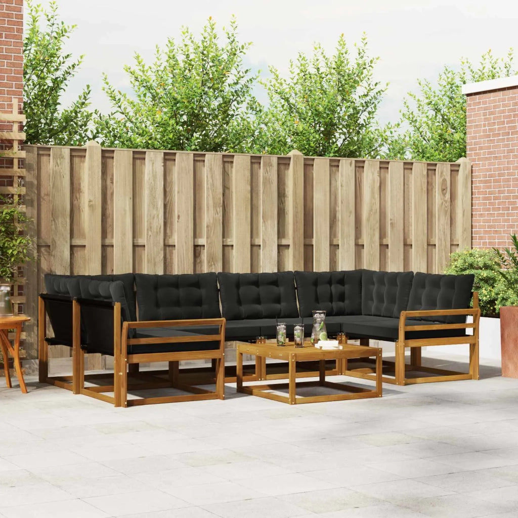 Set di divani da esterno con cuscino 7 pcs Naturale e Nero