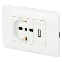 FRUTTO PRESA PLURISTANDARD 10-16A E PRESA USB 2.1A POLY POOL