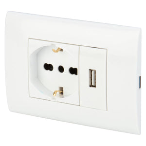 FRUTTO PRESA PLURISTANDARD 10-16A E PRESA USB 2.1A POLY POOL