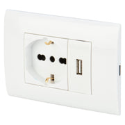 FRUTTO PRESA PLURISTANDARD 10-16A E PRESA USB 2.1A POLY POOL