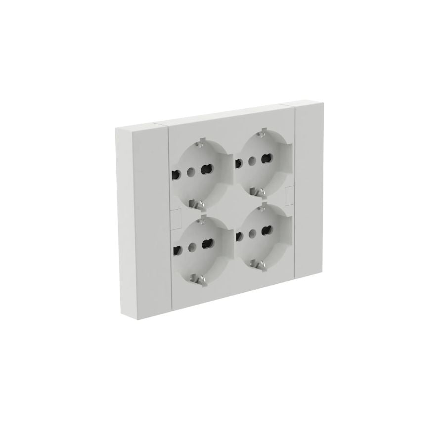 MULTIPRESA BIANCA PARETE QUADRA CON 4 PRESE UNIVERSALI ELECTRALINE