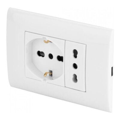 PLACCA PREMONTATA CON DOPPIA PRESA BIANCA DI POLY POOL