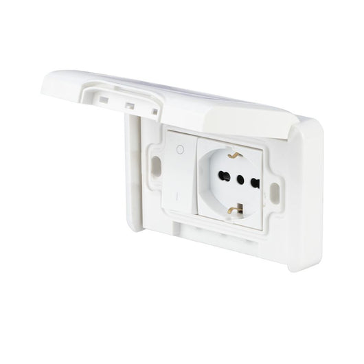 PLACCA PREMONTATA CON PRESA TRIVALENTE 10-16A E INTERRUTTORE BIPOLARE16A