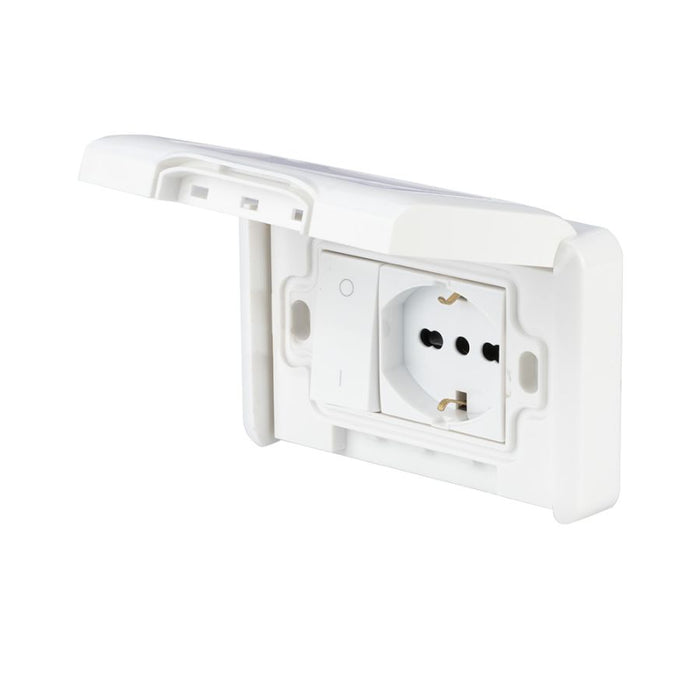 PLACCA PREMONTATA CON PRESA TRIVALENTE 10-16A E INTERRUTTORE BIPOLARE16A