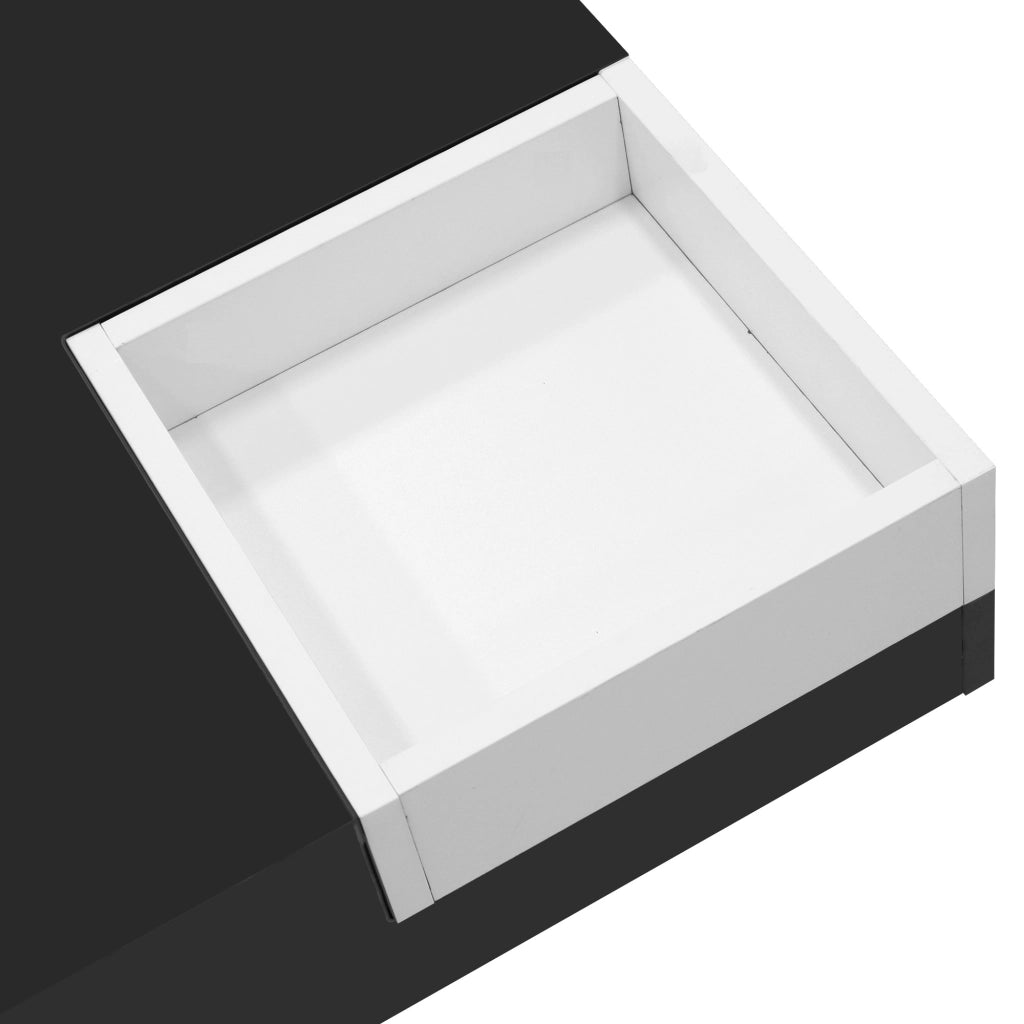 TAVOLINO 72x72x30 cm Bianco/Nero in truciolare con LED