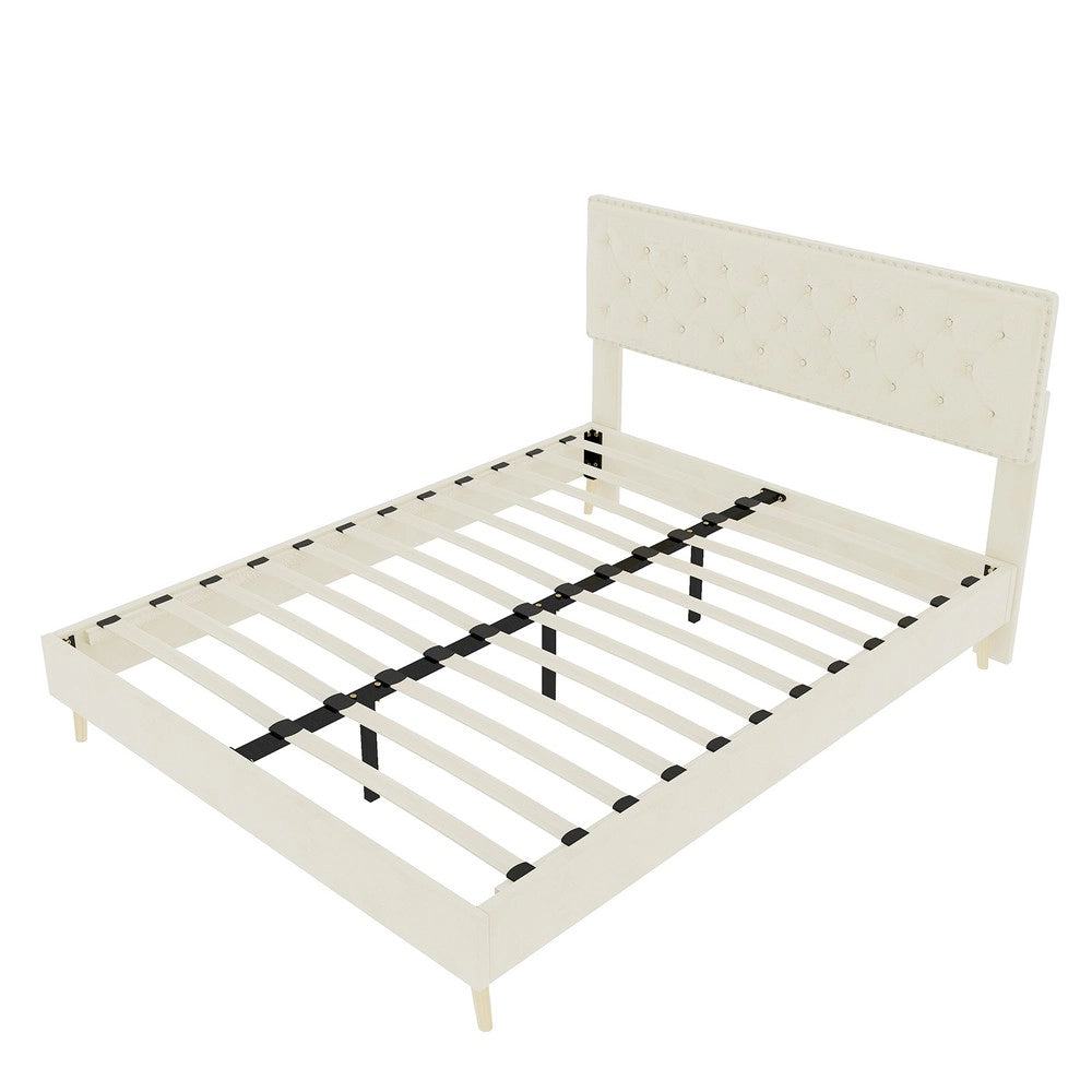 Letto Contenitore Imbottito ¨C MINIMAL ¨C Beige 160x200 con Materasso