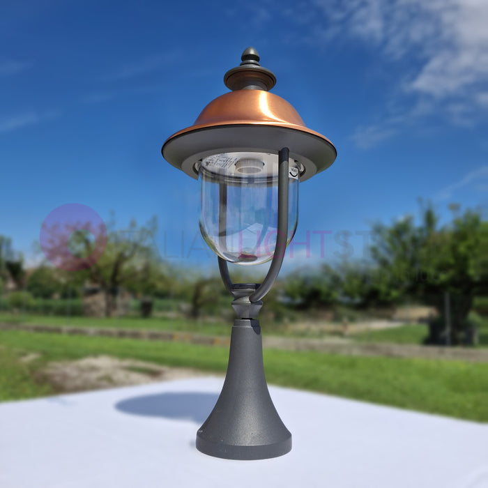 RUSTICA Luce da Cancello con Cappello in Rame