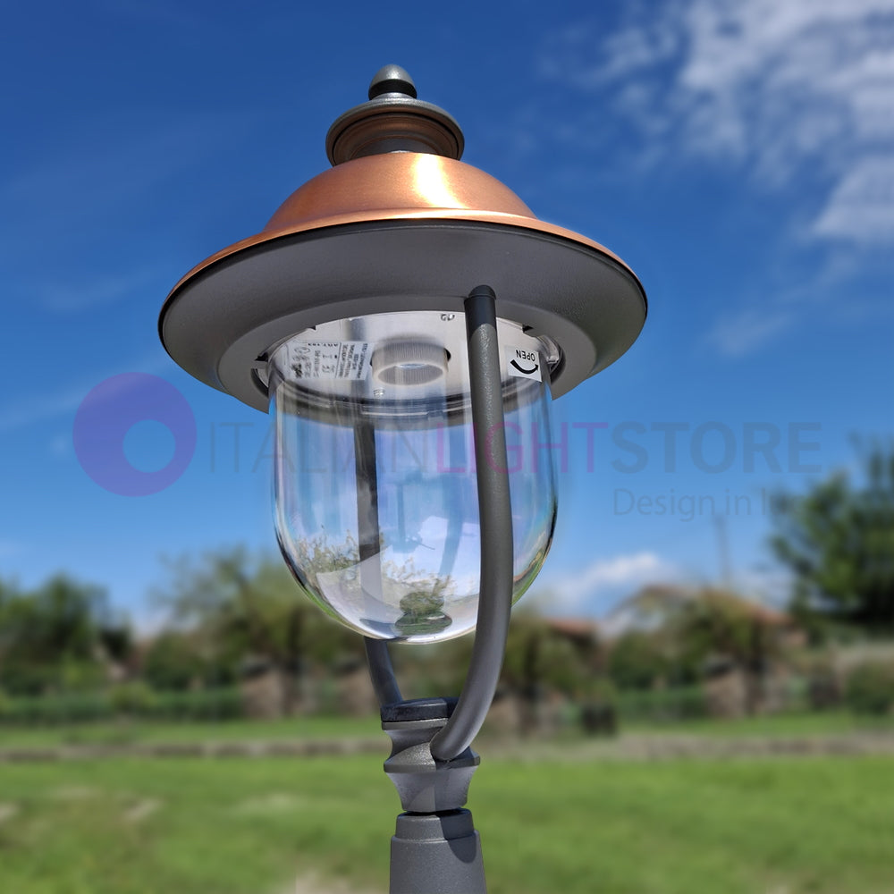 RUSTICA Luce da Cancello con Cappello in Rame