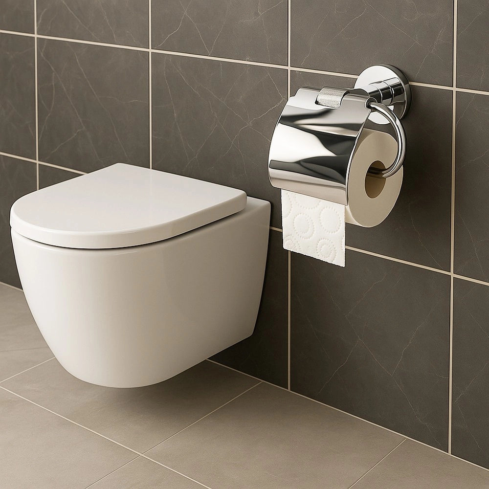 Trade Shop - Porta Rotolo Per Carta Igienica In Acciaio Accessorio Per Arredo Da Bagno 87920 -
