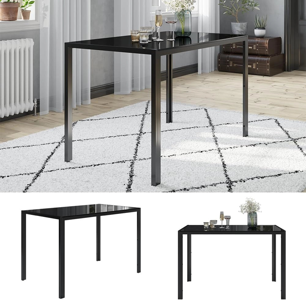 Tavolo da pranzo Grand, Nero, 120 x 70 cm, per l’utilizzo come set da pranzo in cucina o sala da pranzo