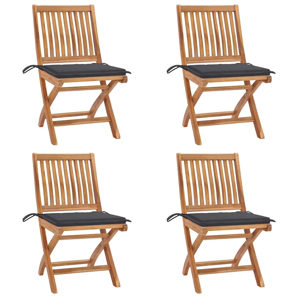 Sedie da Giardino Pieghevoli con Cuscini 4 pz Massello di Teak cod mxl 75213