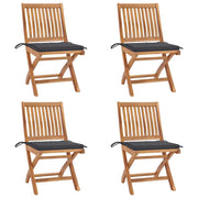 Sedie da Giardino Pieghevoli con Cuscini 4 pz Massello di Teak cod mxl 75213