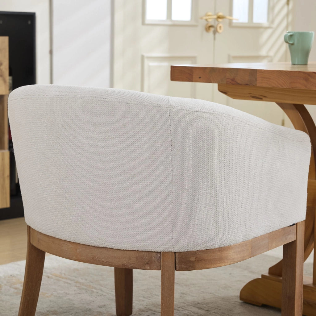 Sedia da Pranzo Imbottita con Braccioli ¨C Xylo ¨C Beige, Tessuto, Gambe in Legno