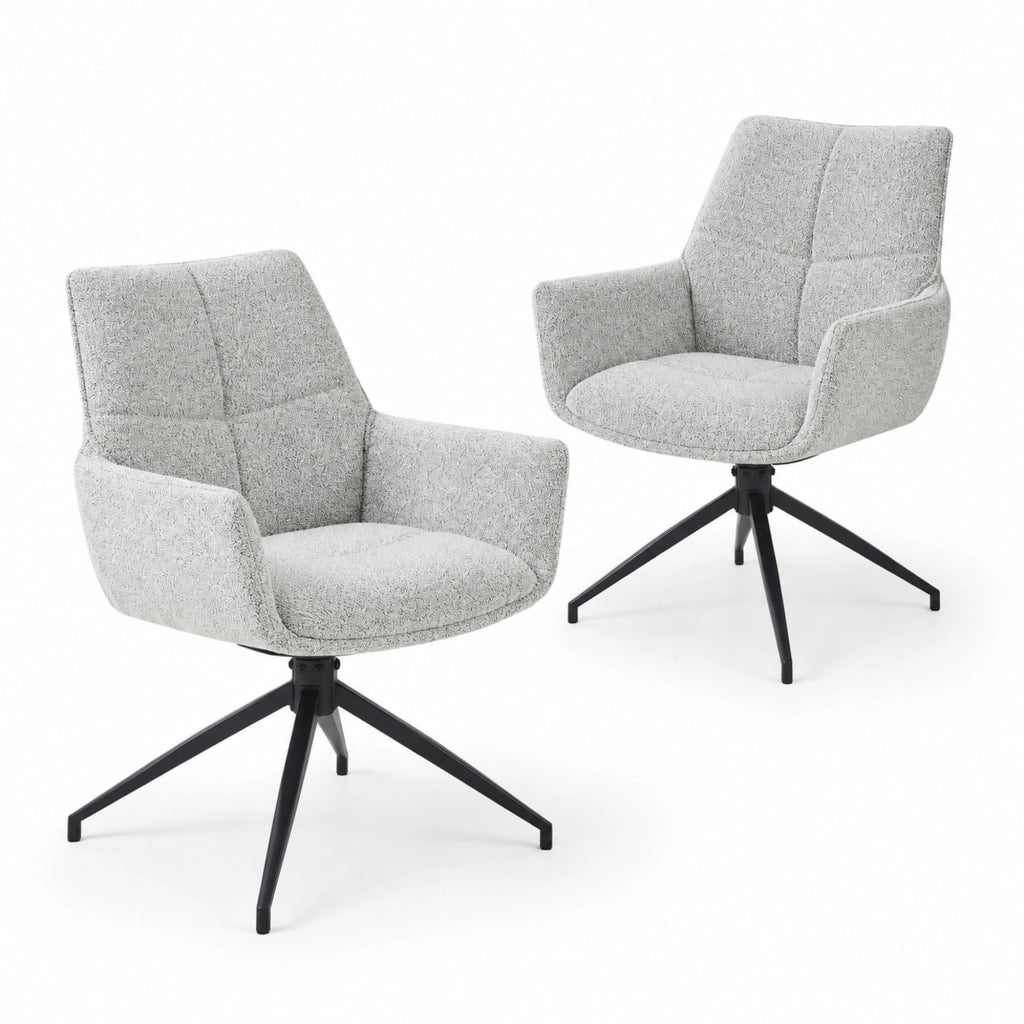 Sedia imbottita girevole 360° in tessuto grigio chiaro