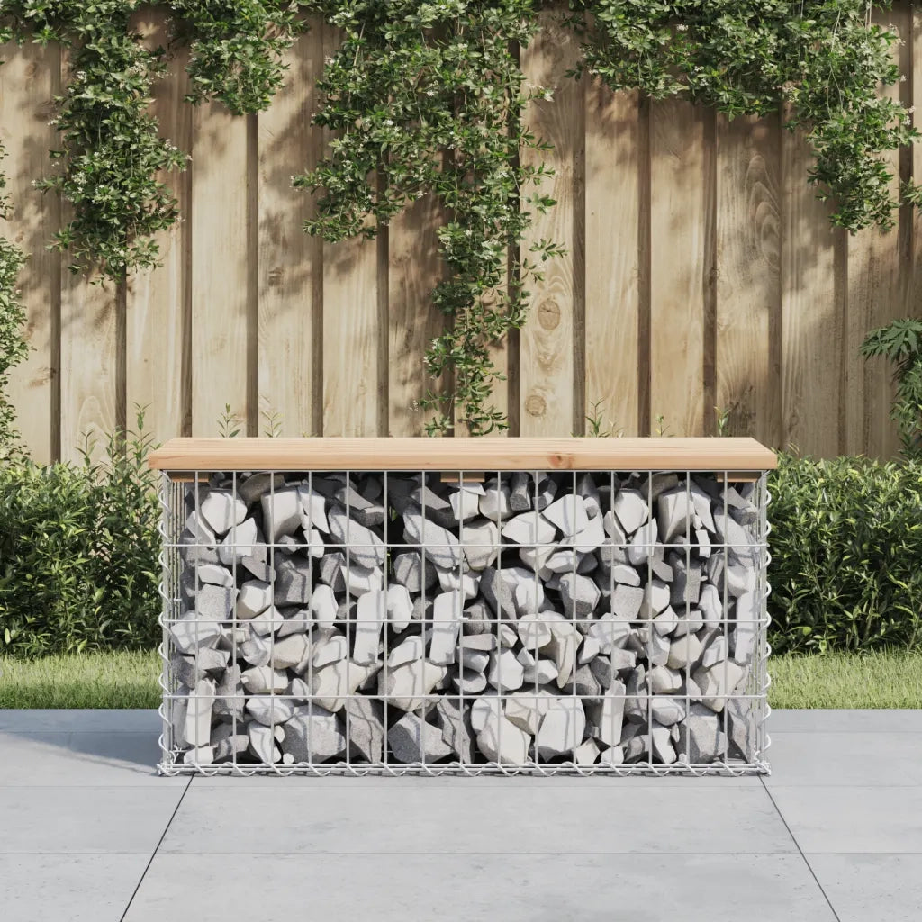 Panca Giardino Design Gabbione-Sgabello-Panca da esterno 83x31,5x42cm Legno Massello Pino