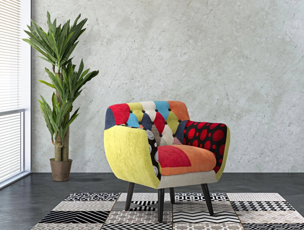 Poltrona Imperial New 71x63x78 cm in Legno Schiuma e Poliestere Multicolor