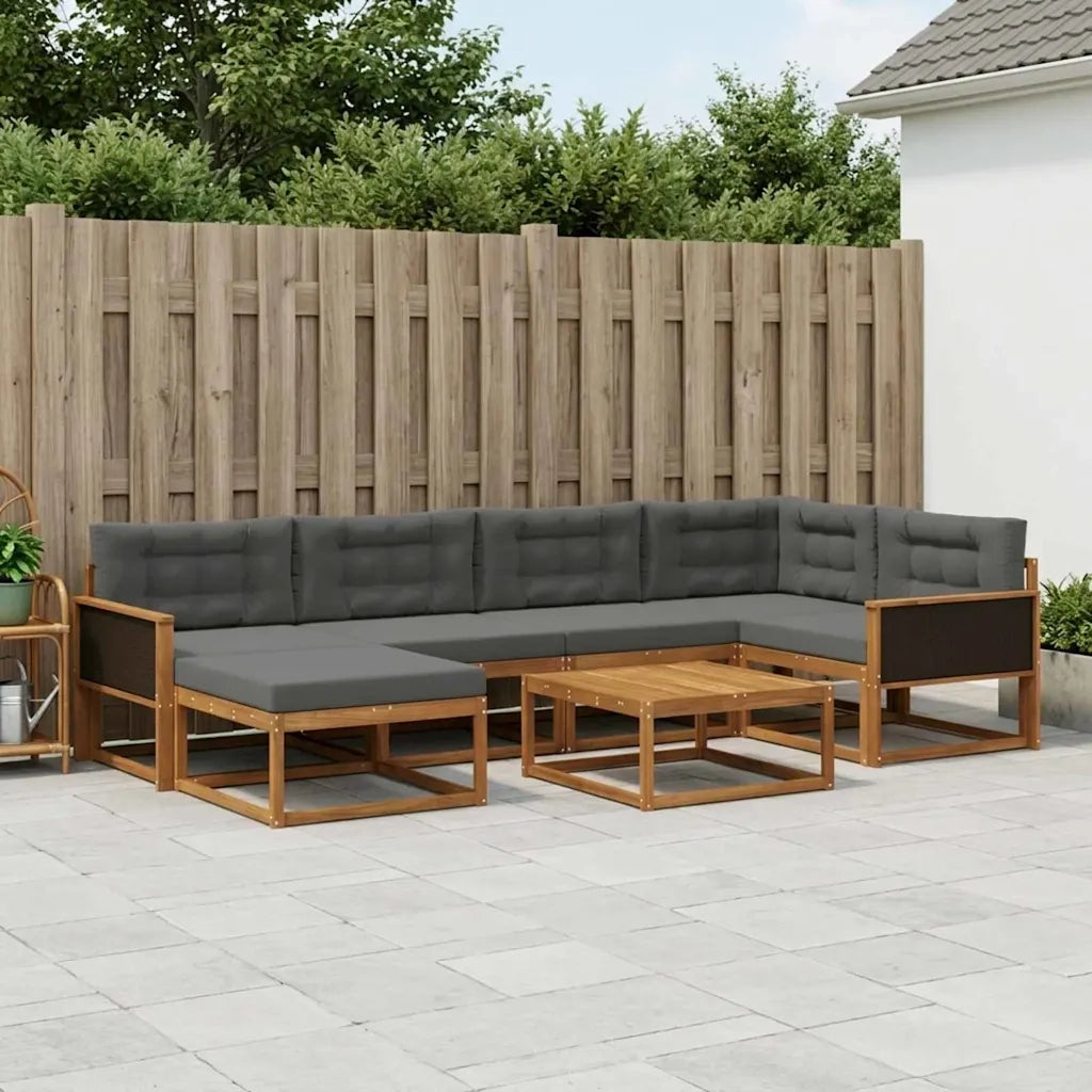 Set di divani da esterno con cuscino 7 pcs Naturale e Antracite