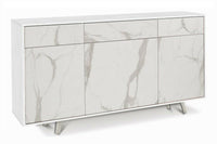 Mobile Madia 3 ante e 3 cassetti  H92 L164 P41 Cm Struttura Bianco ossido Frontali color Marmo 7076k Sarmog