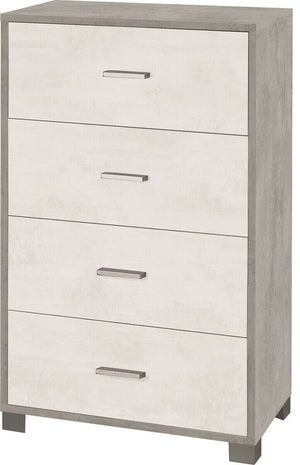 Mobile cassettiera 4 cassetti H110 L71 P41 struttura color Cemento frontalo Bianco Ossido 774k Sarmog