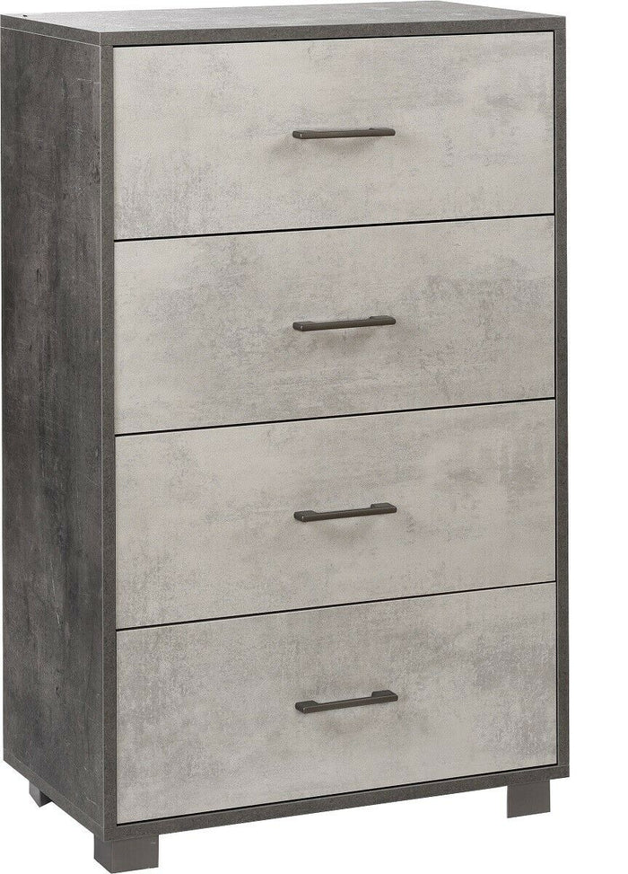 Mobile cassettiera 4 cassetti H110 L71 P41 struttura nero ossido frontali color Cemento 774k Sarmog