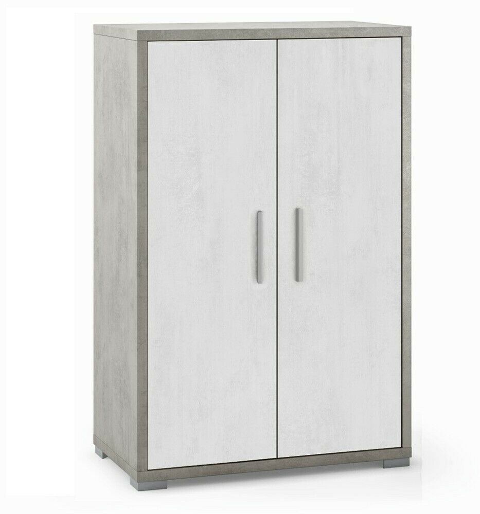 Mobile Armadio 2 ante H110 L71 P41 Cm Strutura color cemento frontali bianco ossido Dd270k Sarmog
