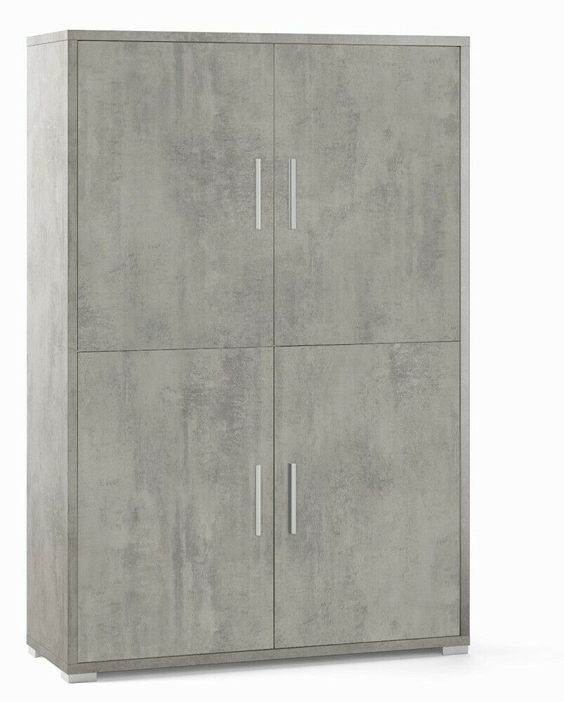 Armadio 4 ante e 4 Ripiani Interni H161 L108 P41 Cm colore Cemento 834k Sarmog