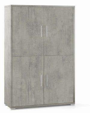 Armadio 4 ante e 4 Ripiani Interni H161 L108 P41 Cm colore Cemento 834k Sarmog