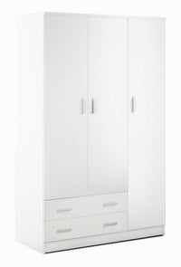 Armadio 3 ante 2 cassetti H182 L115 P52 Cm colore Bianco Liscio 457k Sarmog