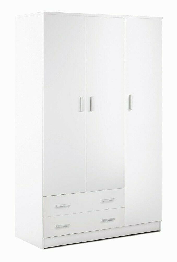 Armadio 3 ante 2 cassetti H182 L115 P52 Cm colore Bianco Liscio 457k Sarmog