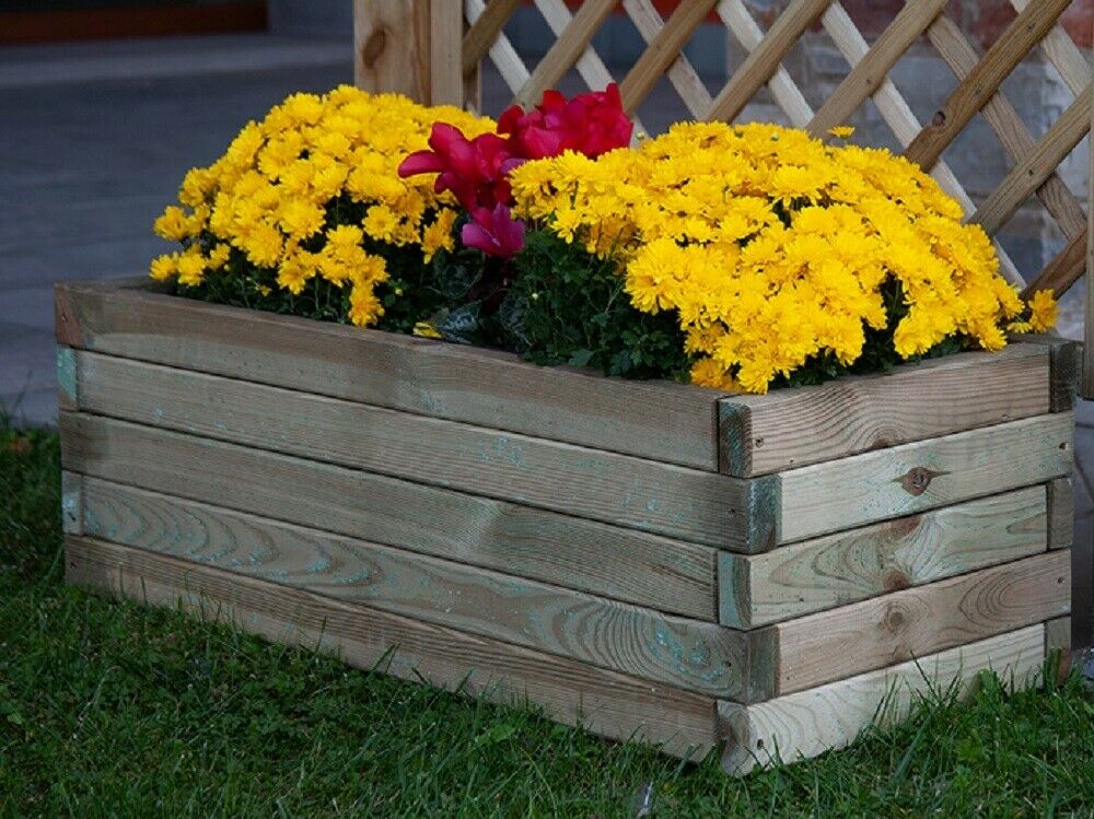 FIORIERA TULIPANO IN LEGNO IMPREGNATO CM.120X40XH32,5