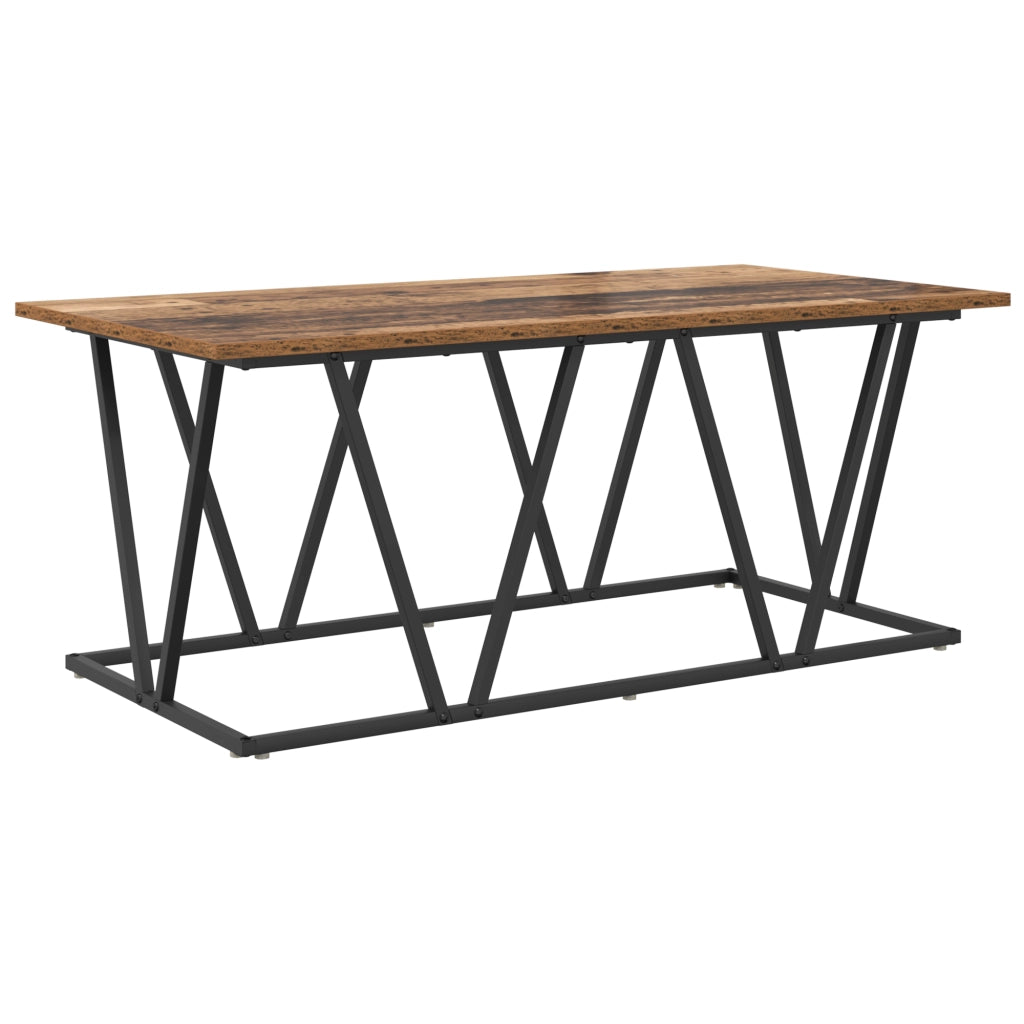 Tavolino da caffÃ¨  in legno vecchio 100x50x40 cm, realizzato in legno ingegnerizzato e metallo.