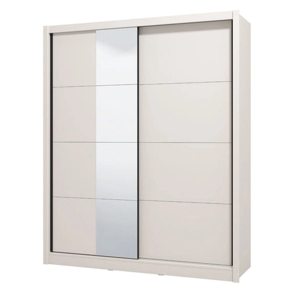 Armadio Camera da Letto Manfredi, Guardaroba Grande 5 Ripiani, 180x215.5h cm Bianco Crema