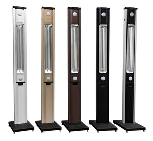 Stufa Elettrica ad infrarossi da Esterno 50x25x200 cm in Fibra di Carbonio con Luce Led Skyline Total Black