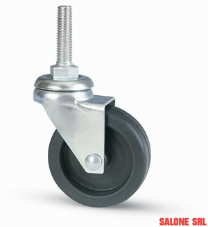 RUOTA GOMMA PZ.8 PER MOBILE D.50 CON PERNO FILETTATO M.8X30 SEDIA POLTRONA SCRIVANIA