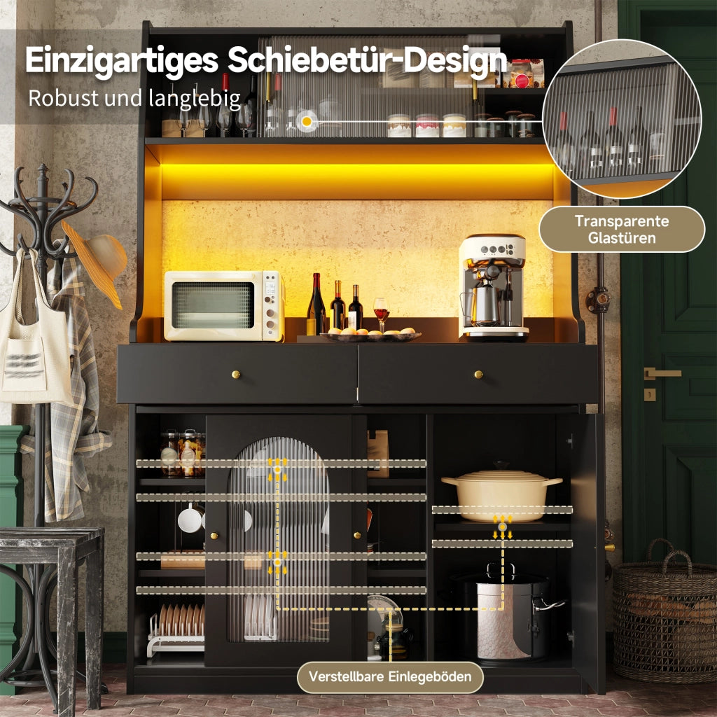 ARMADIO ALTO 120x40x180 cm Nero con LED e 2 cassetti