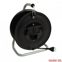 PROLUNGA ELETTRICA AVVOLGICAVO MT.50 CAVO 3X1,5 4 PRESE SCHUKO BIPASSO