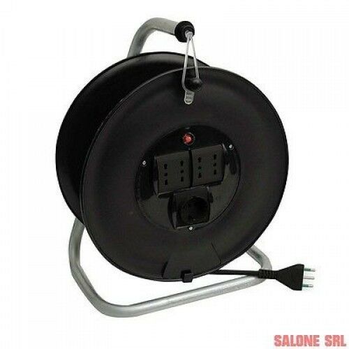 PROLUNGA ELETTRICA AVVOLGICAVO MT.50 CAVO 3X1,5 4 PRESE SCHUKO BIPASSO