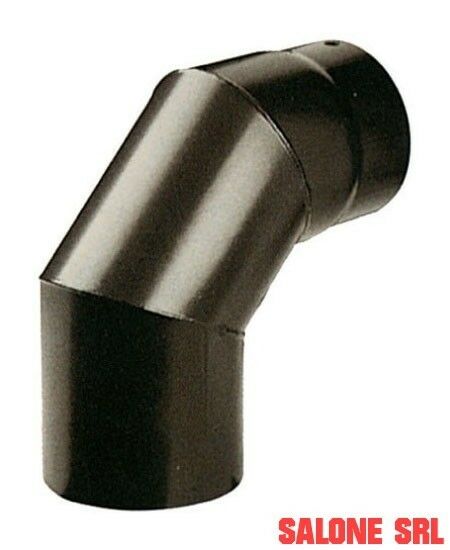 GOMITO 90Â°PER STUFA D.12 PORCELLANATO PESANTE NERO OPACO MM.1,2