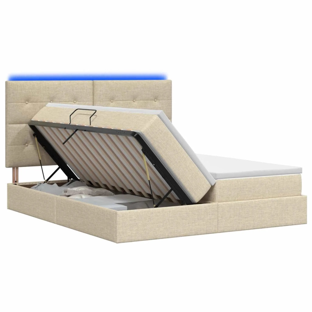 Letto con contenitore LED e materasso Crema 180 x 200 cm 3460234