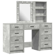 Toeletta | Tavolo da Trucco con cassetto 3 pz Grigio Legno multistrato