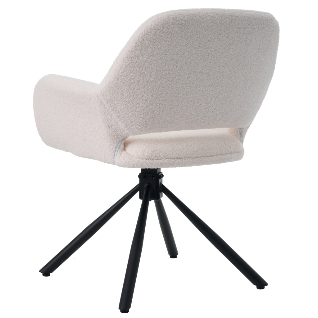 Sedia da sala da pranzo girevole 2 pezzi con braccioli in sherpa bianco e struttura in metallo moderna set