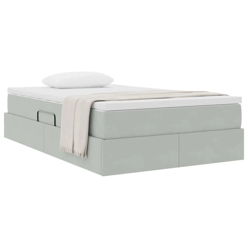 Letto con contenitore e materasso Grigio chiaro 120 x 200 cm