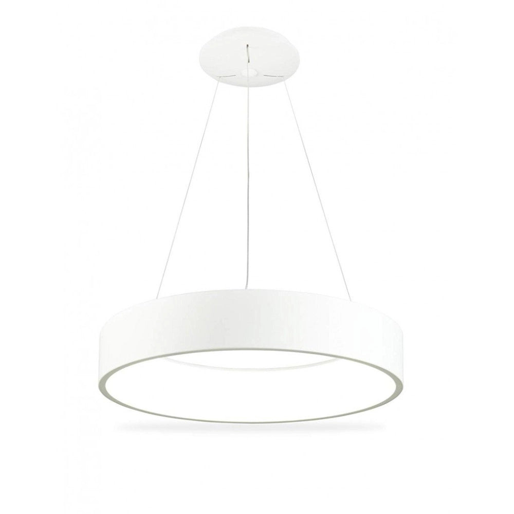 Trade Shop - Lampadario Lampada Anello Argento 45cm Luce Led Soffitto Sospensione Pendente -