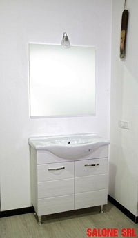 MOBILE BAGNO ANTONELLA CON LAVABO SPECCHIO E Illuminazione BIANCO FRASSINATO