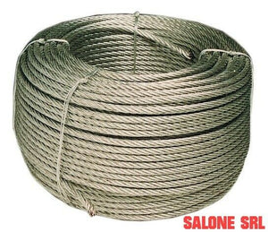 CORDINO IN ACCIAIO ZINCATO 72 FILI,DIAMETRO MM.10 ROTOLO DA 100 METRI FUNE CAVETTO CORDA