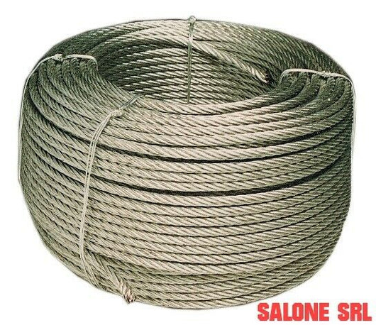 CORDINO IN ACCIAIO ZINCATO 72 FILI,DIAMETRO MM.8 ROTOLO DA 100 METRI FUNE CAVETTO CORDA