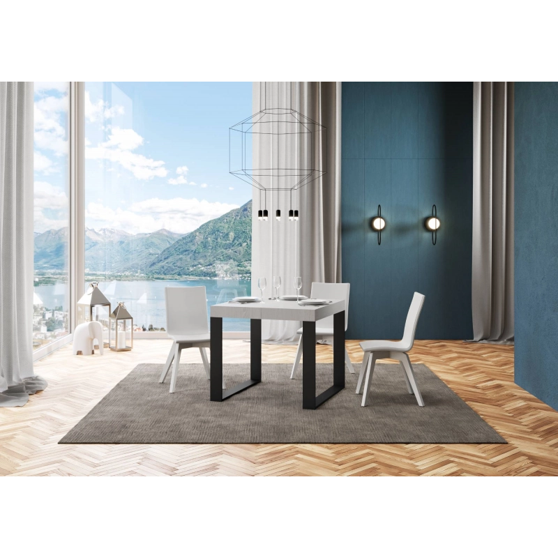 Tavolo allungabile 90x90/246 cm Tecno telaio Antracite - Bianco Frassino